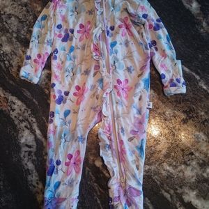 Birdie Bean Zipper Ruffle Romper Winterberry Newborn